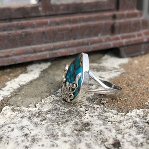 Jewelry - Turquoise Blue Copper Sterling Silver Ring Sz 8.5 Jewelry - Turquoise Blue Copper Sterling Silver Ring Sz 8.5